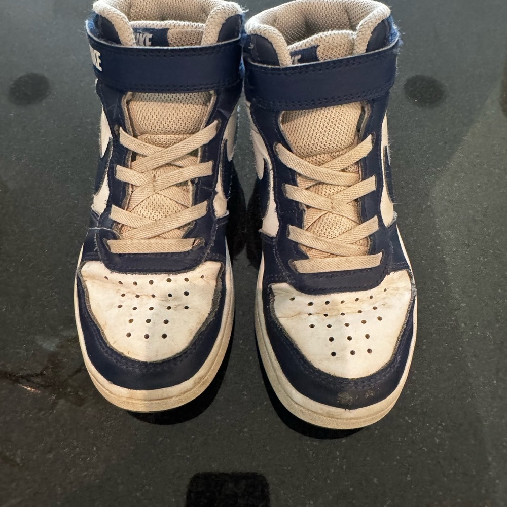 Nike Kids Navy and White High-Top Sneakers